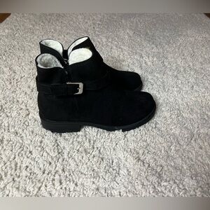 Kids Size 3 Justice Black Fleece Ankle Boots NWT